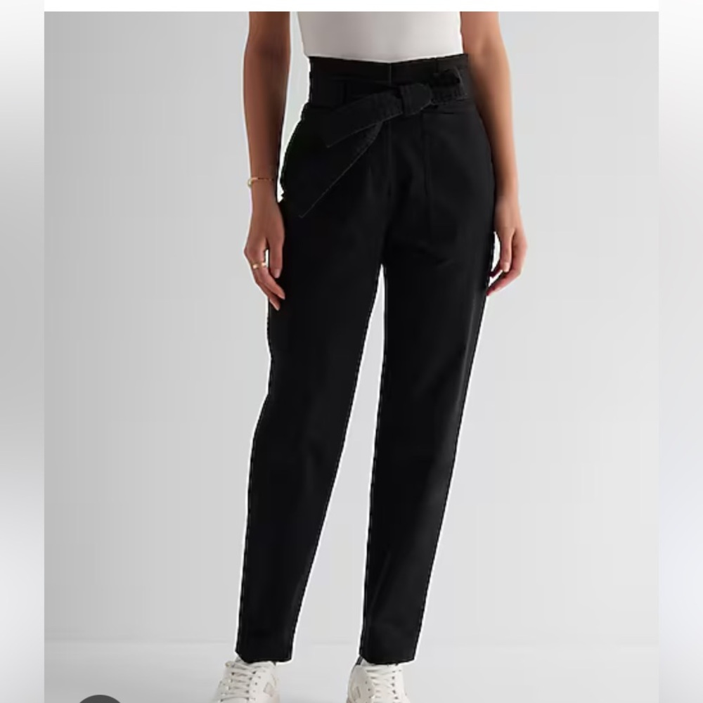 Express Black Mid Rise Belted Ankle Pants NEW XS